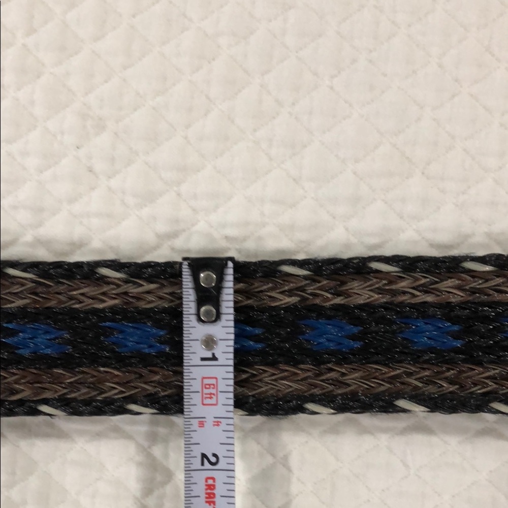 Mens Brushy Creek 1.50”Wide Leather Nylon Multicolored Woven Belt Size 40 - Picture 4 of 16